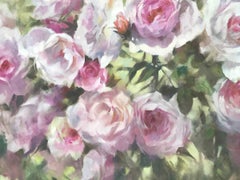 Trevor Waugh, Pink Roses at Kew, Original Oil Paintings for Sale, Flower Art