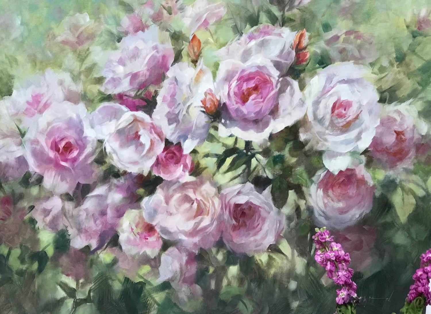 Trevor Waugh Trevor Waugh Pink Roses At Kew Original Oil