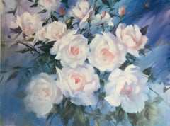 Trevor Waugh swan lake original contemporary flower painting for sale online