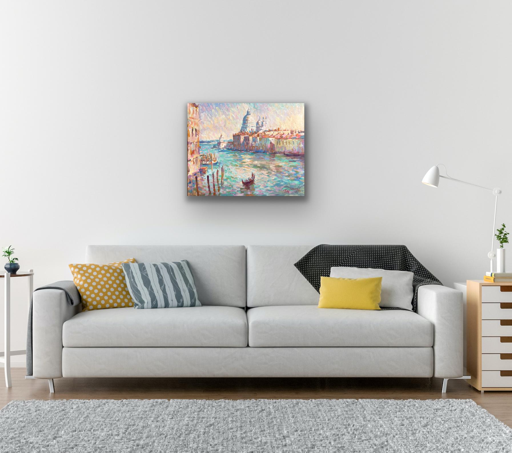 Venedig Canal Grande, Originalgemälde, zeitgenössisch, Landschaft – Painting von Trevor Waugh