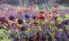 Le champ de fleurs, peinture originale de Trevor Waugh, peintures de fleurs, art de paysage