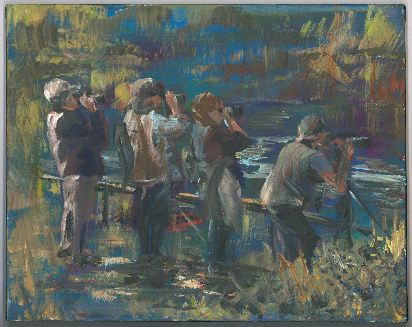 Trevor Whiting – Acryl des 20. Jahrhunderts, auf der Suche nach einem Bittern im Angebot 3