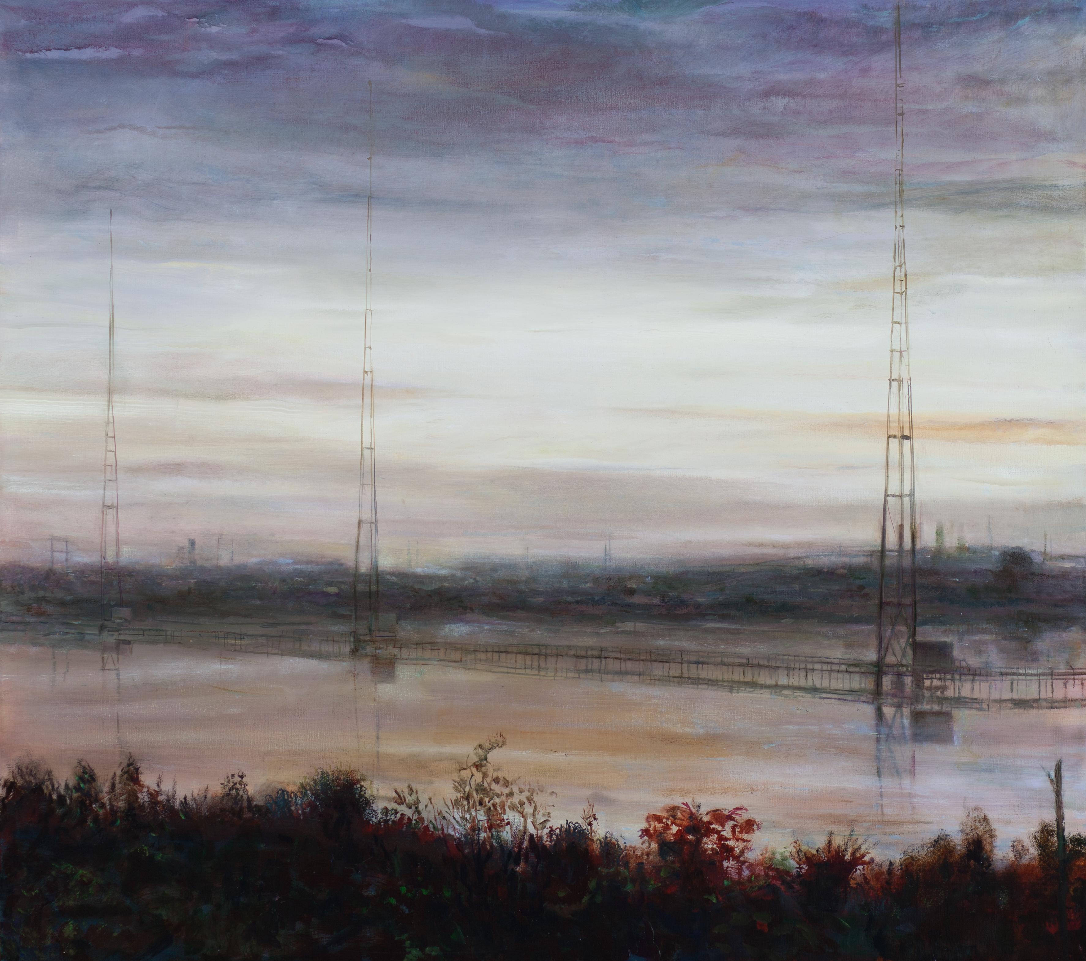 Trevor Young Landscape Painting - Meadowland Erections