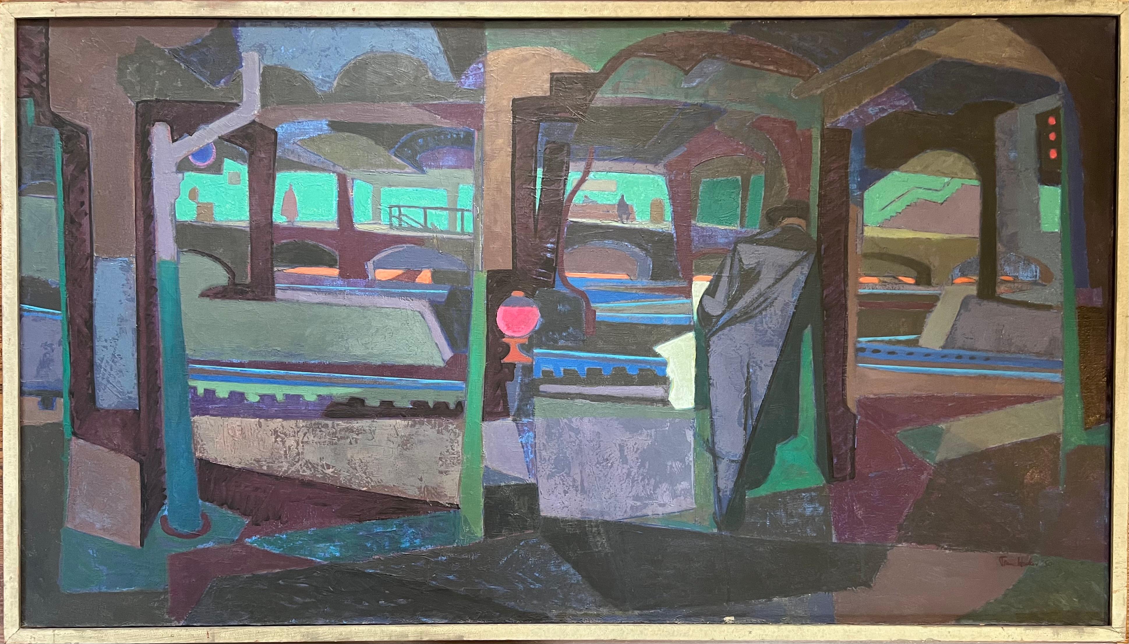 Untitled (Elevated Platform) - American Modern Painting by Trew Hocker