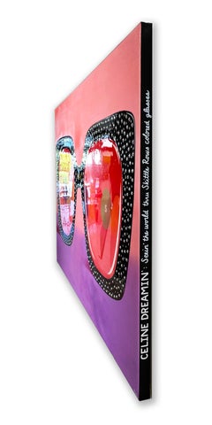 "Celine Dreamin'"-Mixed Media Swarovski Crystal Embellished Sunglasses Painting