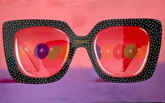 "Celine Dreamin'"-Mixed Media Swarovski Crystal Embellished Sunglasses Painting
