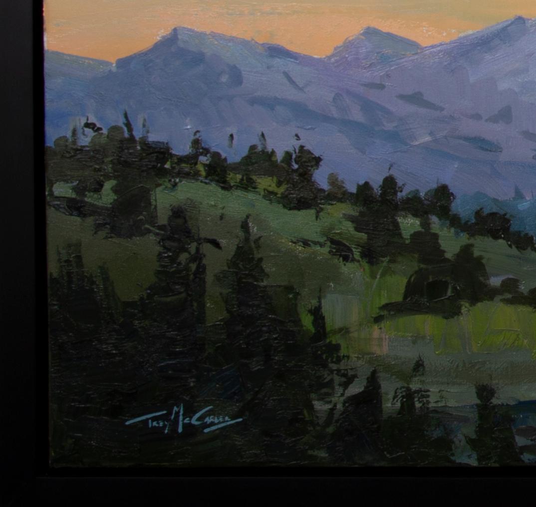 Fuego en el cielo Trey McCarley Impresionista Atardecer Paisaje Óleo Arte del Oeste en venta 2