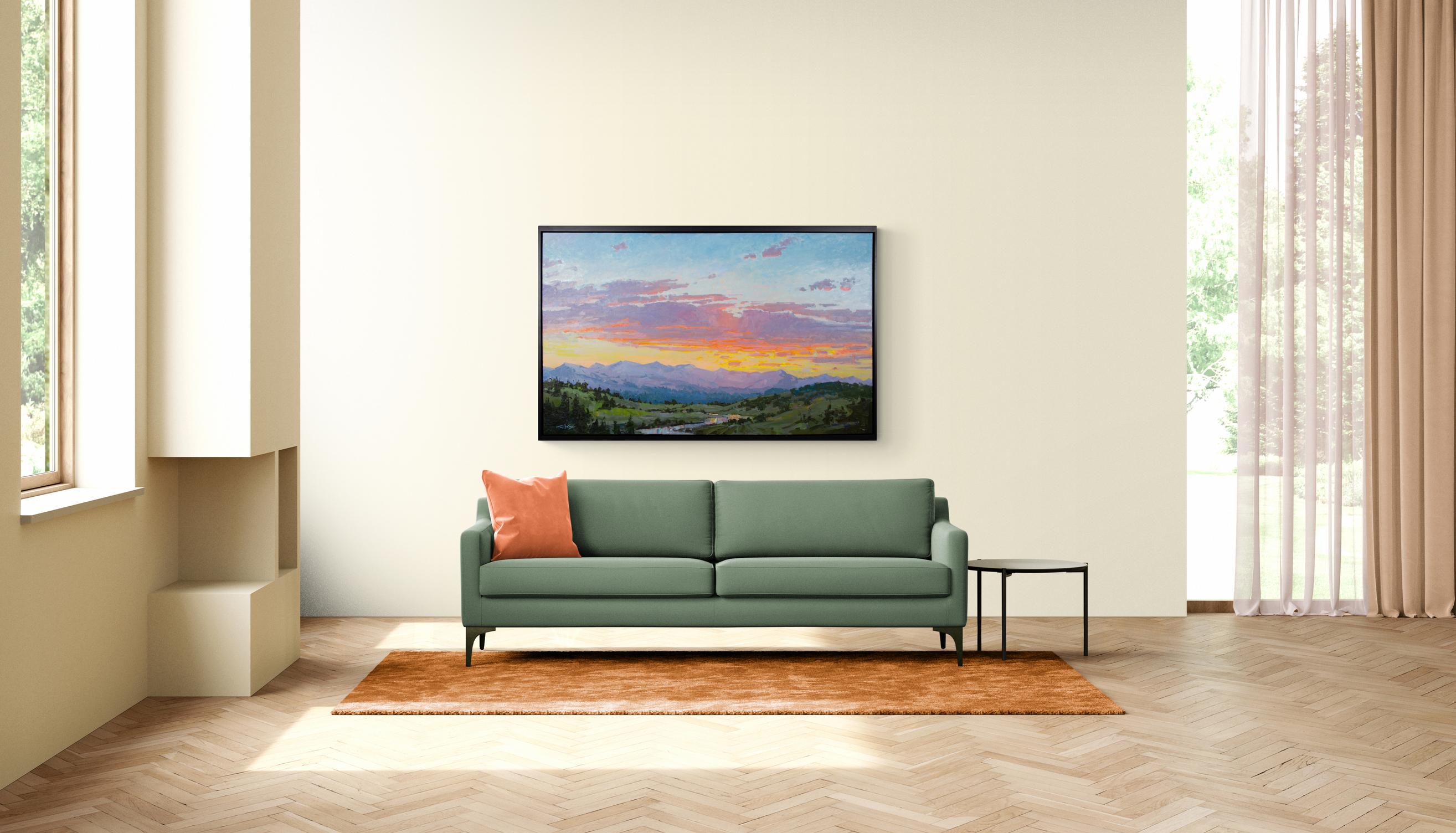 Fuego en el cielo Trey McCarley Impresionista Atardecer Paisaje Óleo Arte del Oeste en venta 3