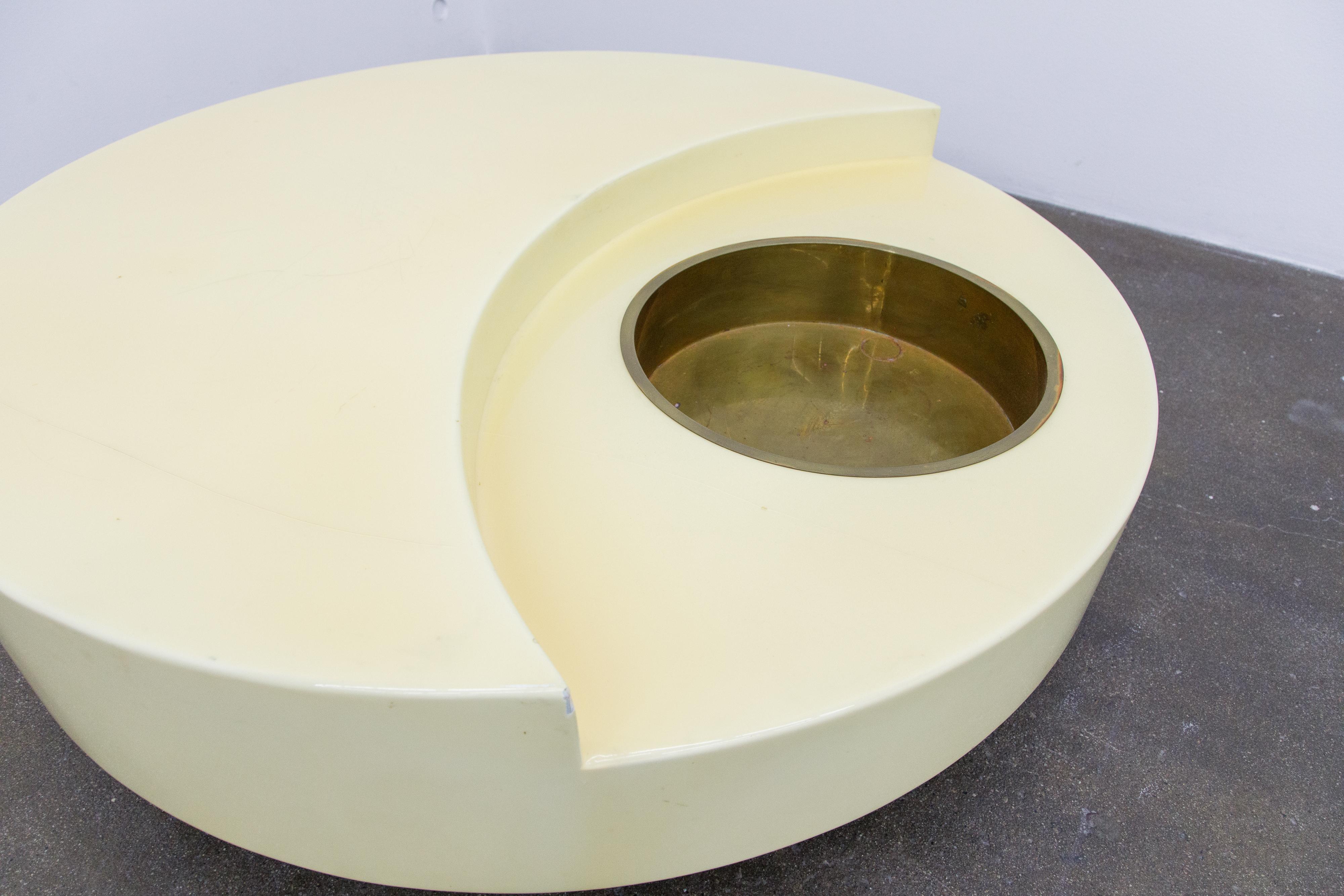 Brass 'TRG' Rotating Cocktail Table by Willy Rizzo, circa 1970 Italy, Signed