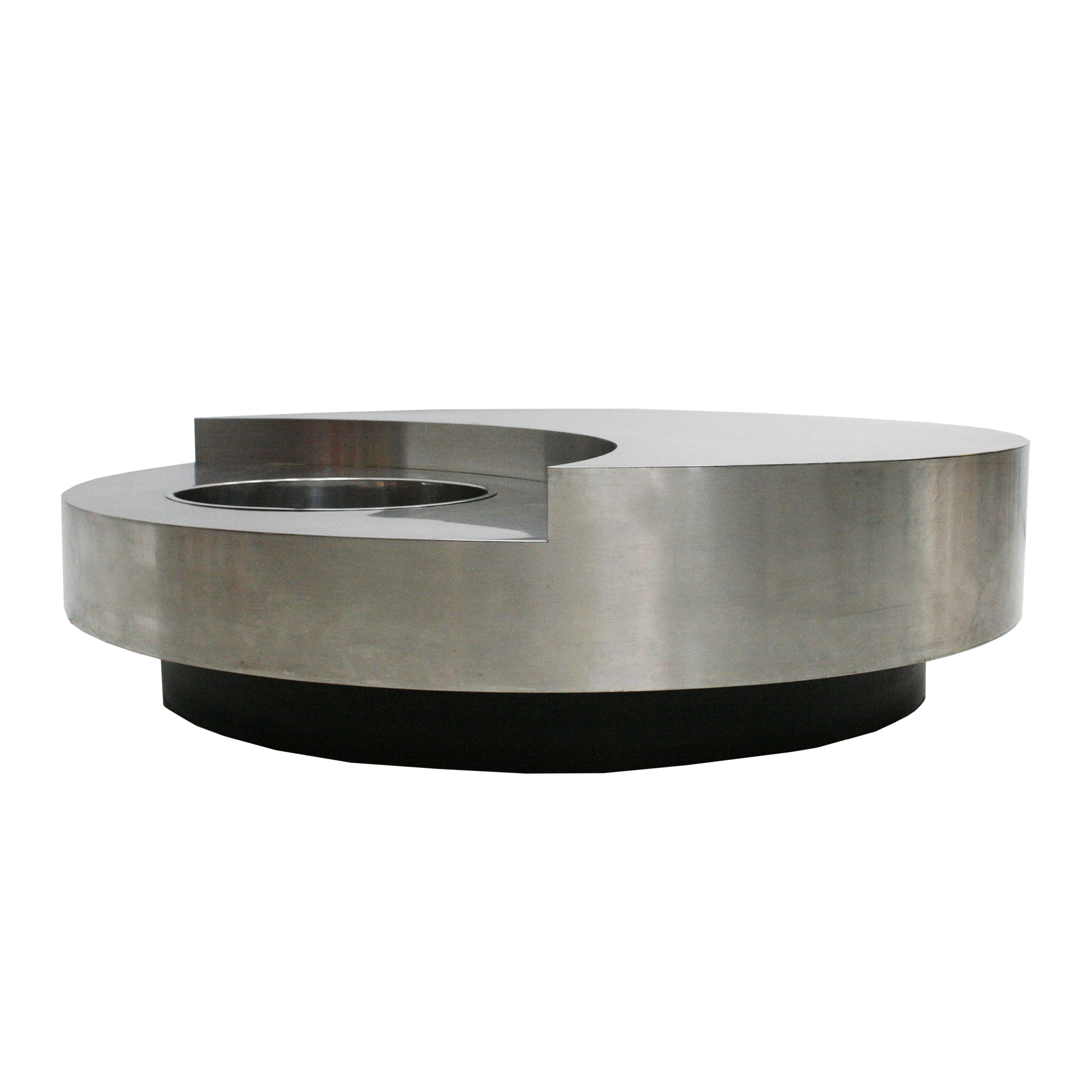 Mid-Century Modern Table basse TRG Willy Rizzo en bois et métal, Italie, 1970