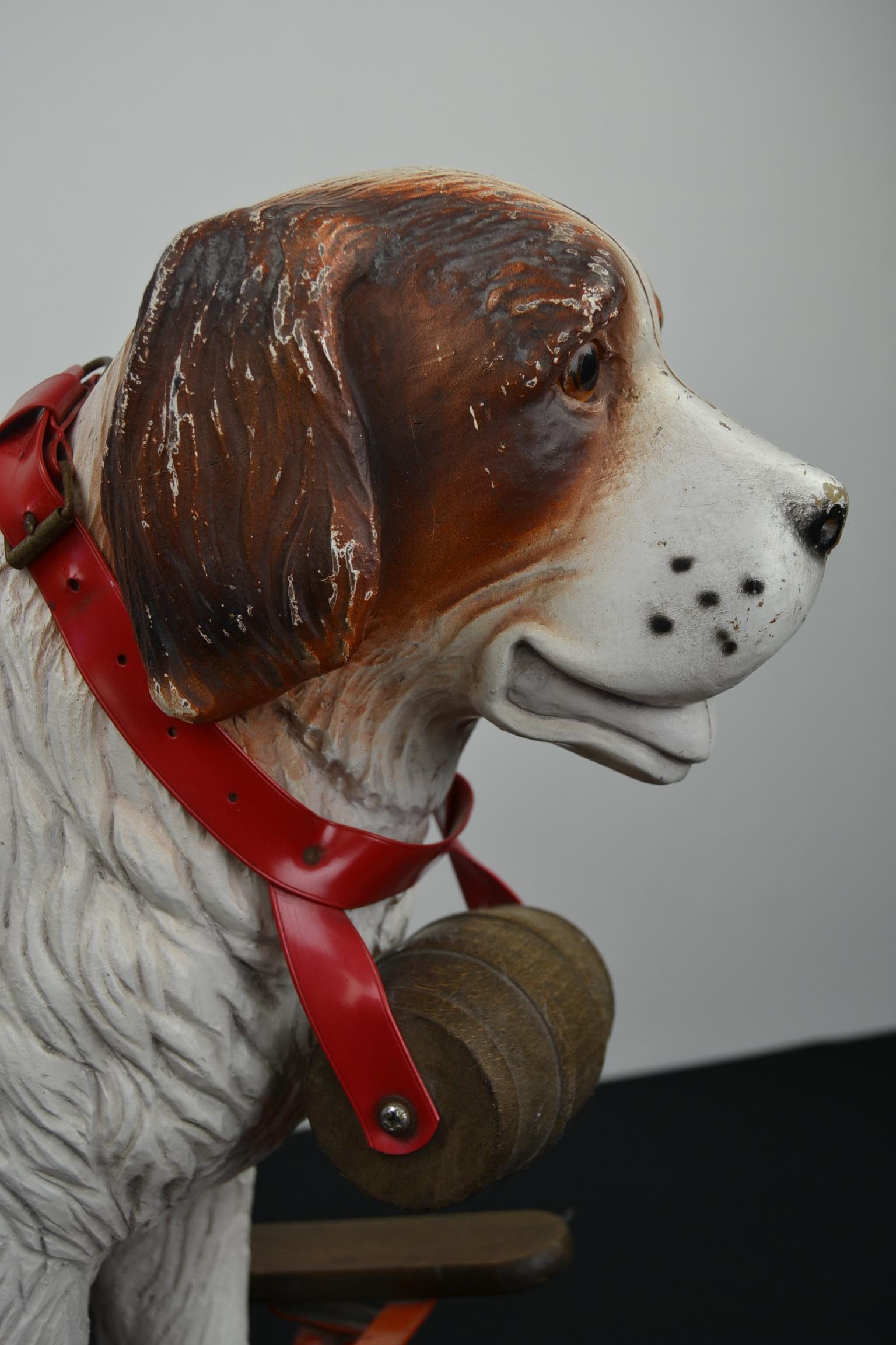 Tri-Ang St Bernard Dog Push Along Toy, 1950s 1