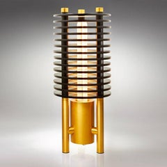 Gold Glass & Aluminum Tabletop Lamp