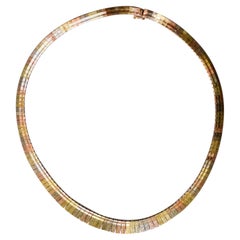 Tri-Color 14 Karat Gold Cleopatra Style Necklace 24.9 Grams