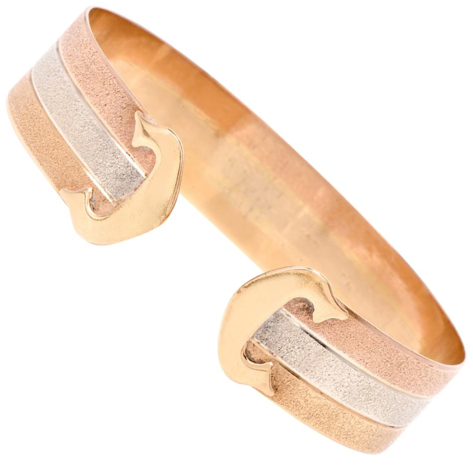 Tri-Color 18 Karat Gold Cuff Bracelet