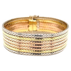 Tri Color 18 Karat Gold Serpentine Chain Statement Bracelet