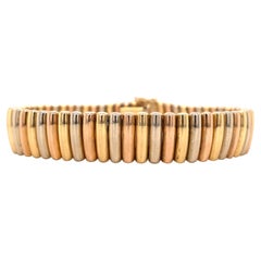 Tri-Color 18 Karat White Yellow Rose Gold Tubogas Bracelet 50.5 Grams