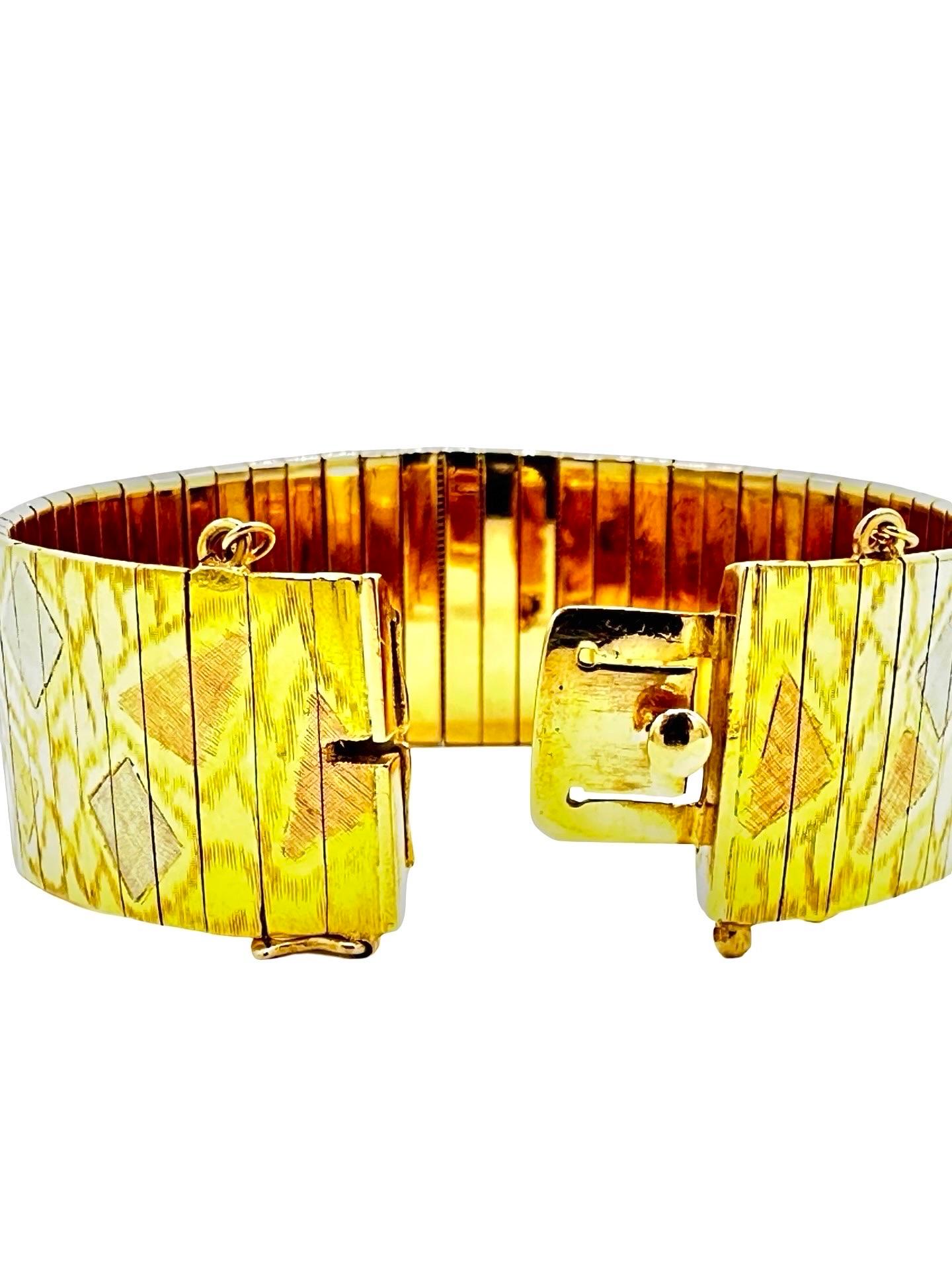 Rétro Bracelet en or tricolore 18K en vente