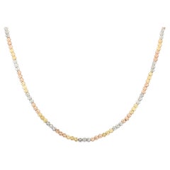 Tri-Color 18K Gold Diamond Cut Bead Necklace