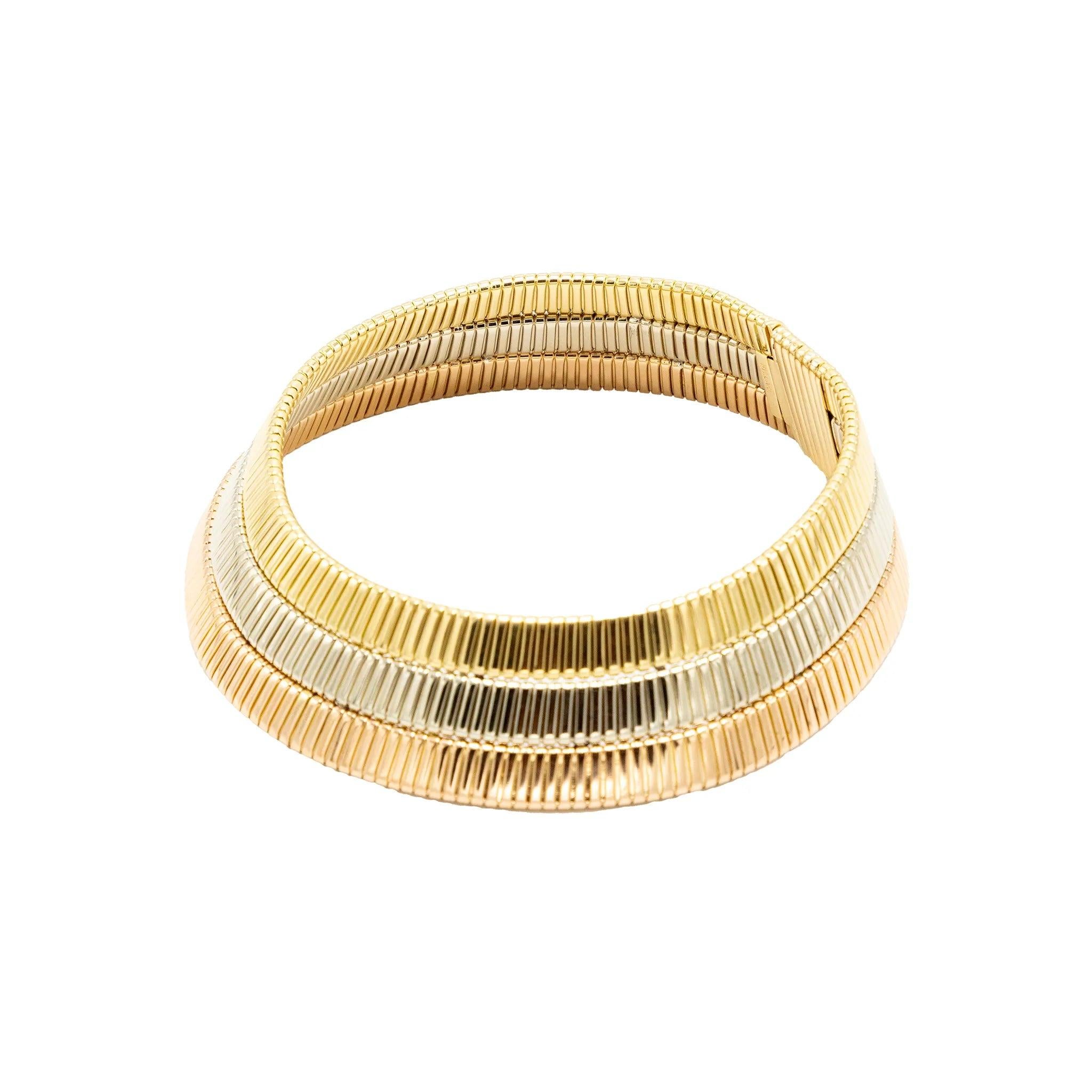 De las mujeres Collar Tubogas Oro 18k Tricolor - Años 80 en venta