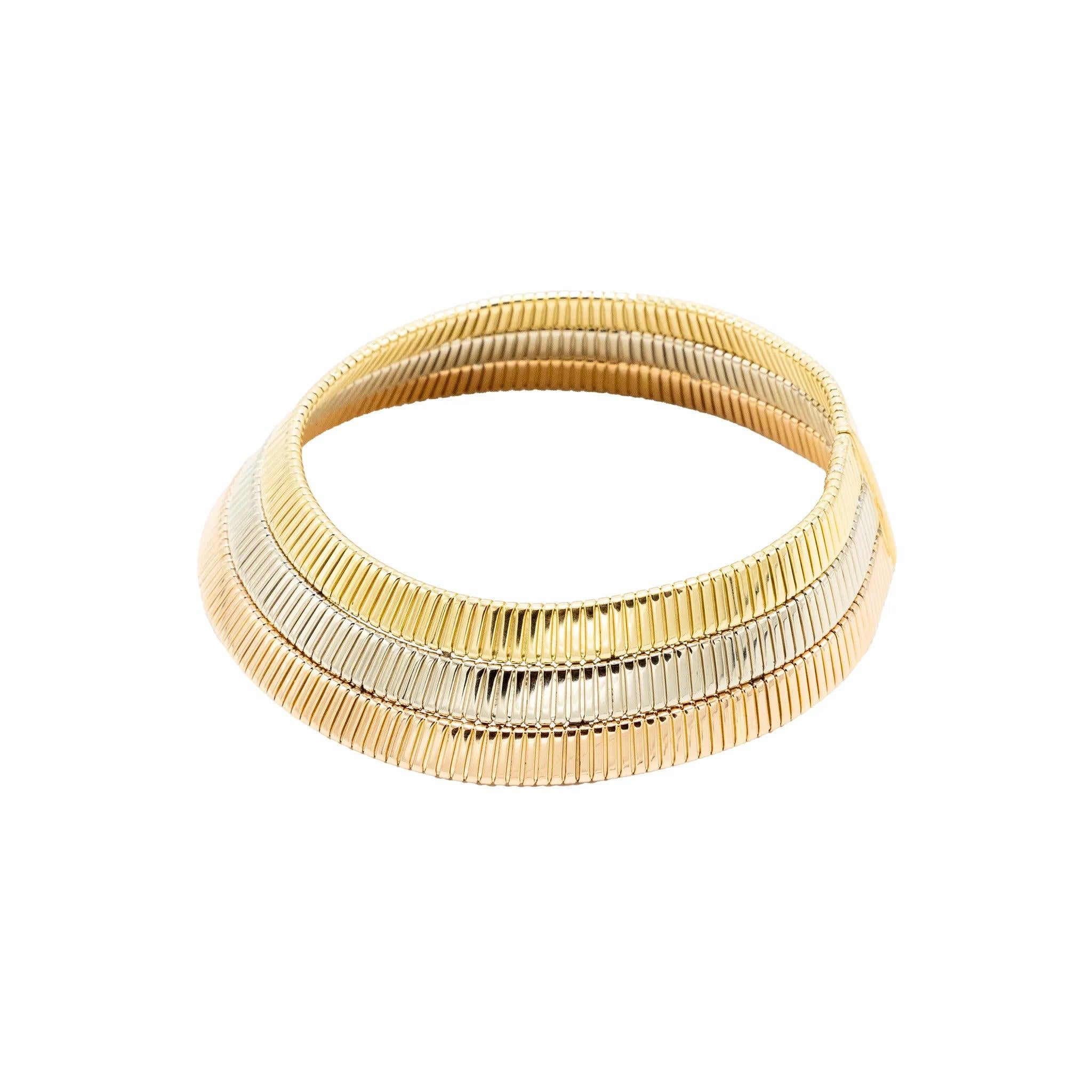Collar Tubogas Oro 18k Tricolor - Años 80 en venta 1