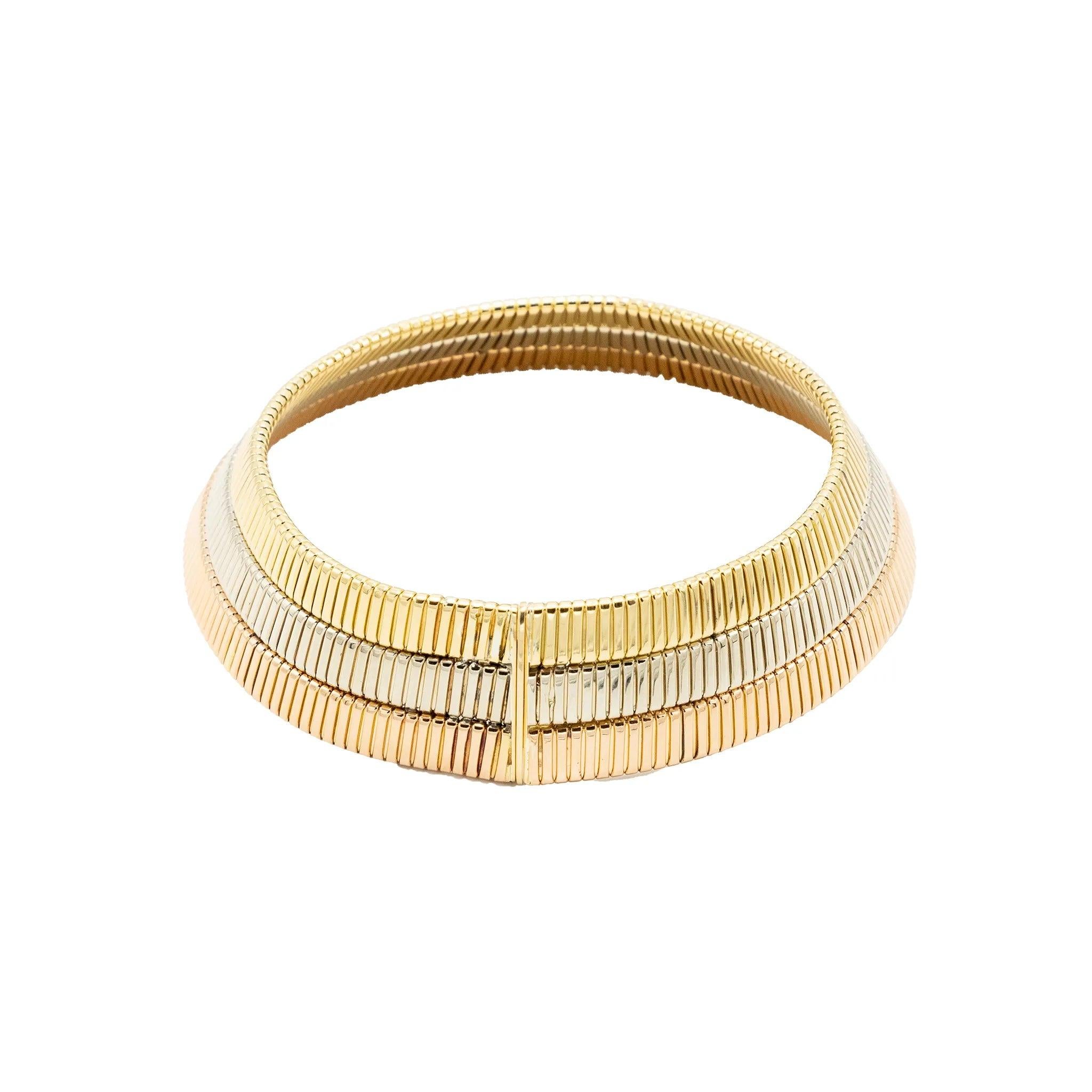 Collar Tubogas Oro 18k Tricolor - Años 80 en venta 2