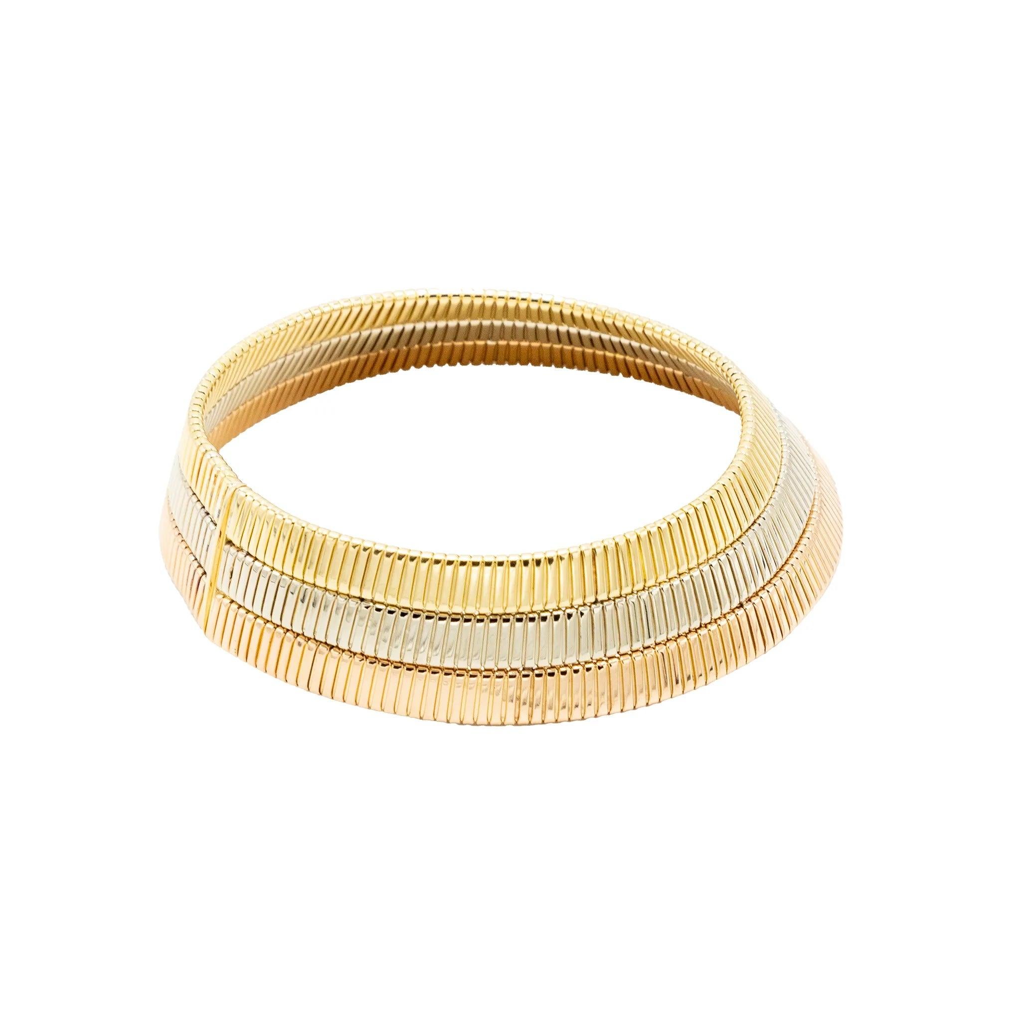 Collar Tubogas Oro 18k Tricolor - Años 80 en venta 3