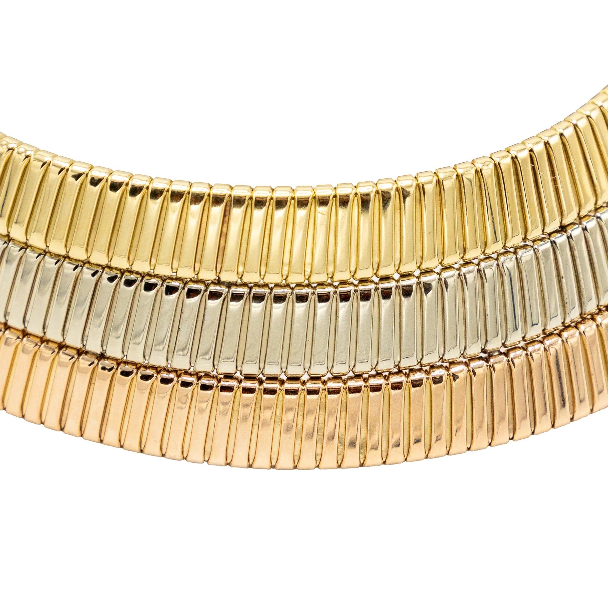 Collar Tubogas Oro 18k Tricolor - Años 80 en venta 4