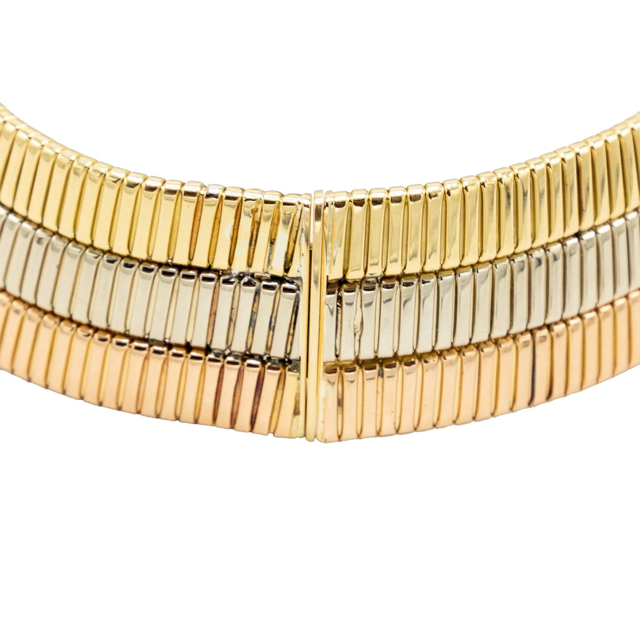 Collar Tubogas Oro 18k Tricolor - Años 80 en venta 5