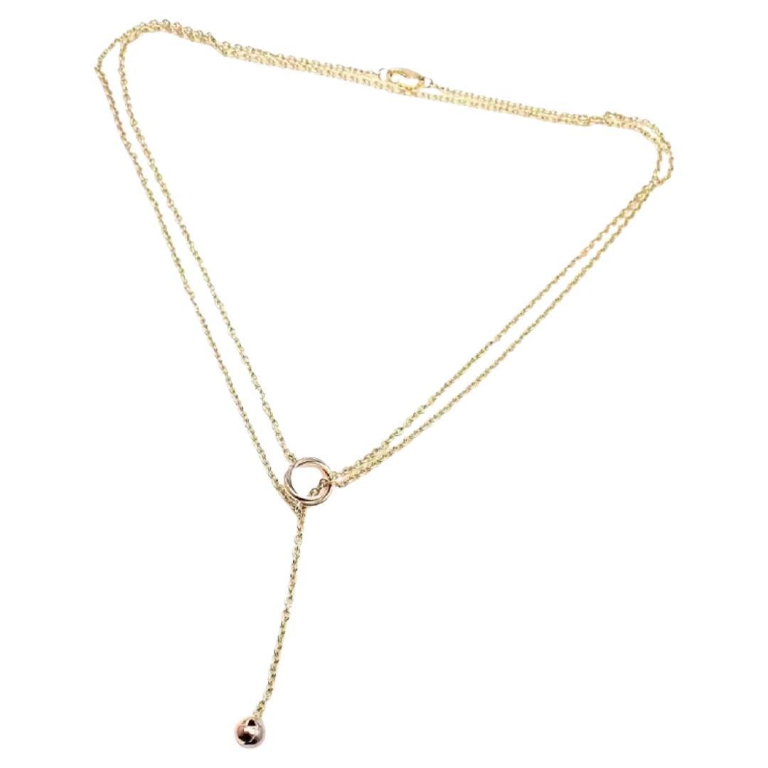 Tri-Color Cartier Baby Trinity Pampilles 18K Yellow Gold  Length Necklace