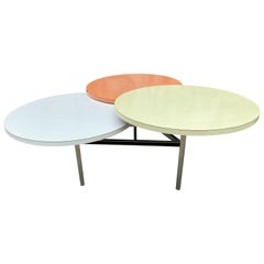 Tri-Color Circle Pod Laminate Mid-Century Modern Dining Table