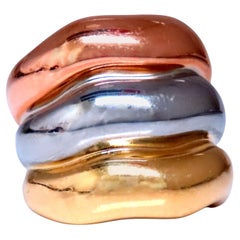 Dreifarbige verschmolzene Wellenbänder 18kt Gold 12426*