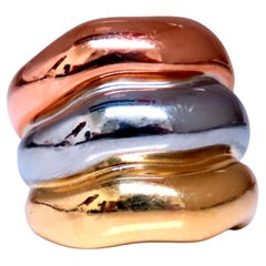 Tri-color Fused Wave Bands 18kt gold 12426