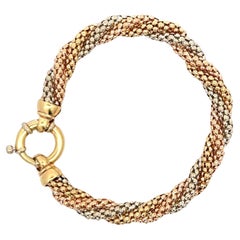 Bracciale a spirale con perline d'oro tricolore Oro 18 carati 23 grammi