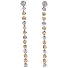 Tri-Color Gold Diamond Drop Earrings 1.50 Carat
