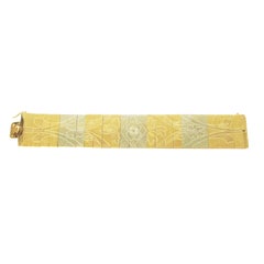 Tri-Color Gold Engraved Plaque Bracelet. 62.9 Grams