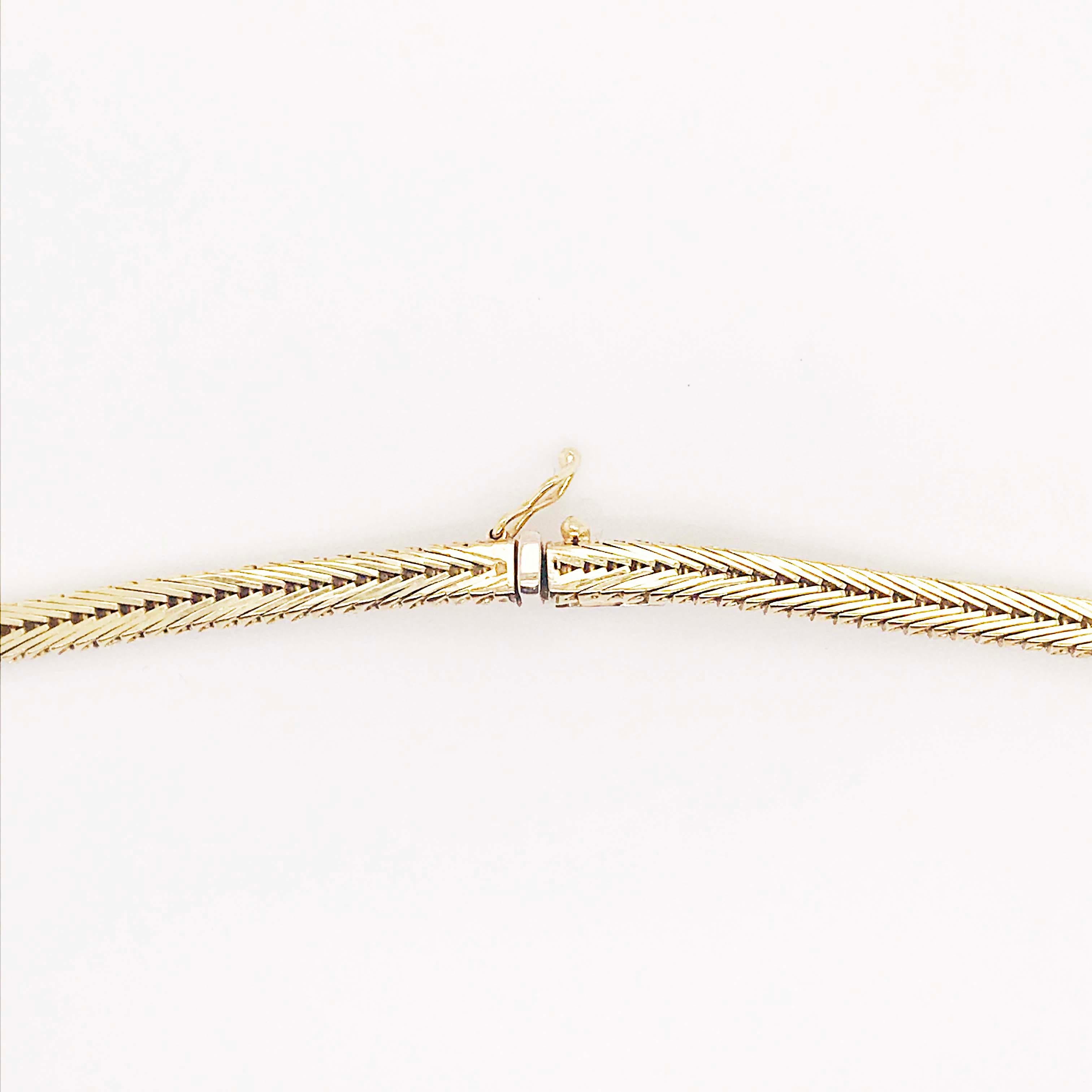 Rose Cut Mixed Metal Necklace, Gold Link Chain Choker, 14K Yellow, White, Rose Gold