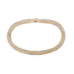 Tri Color Gold Mesh 14k Gold Necklace