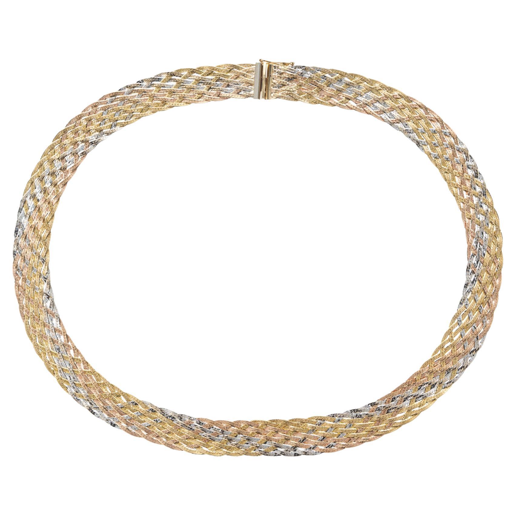 Dreifarbige Goldge Mesh 14k Gold Halskette
