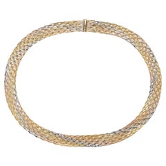 Dreifarbige Goldge Mesh 14k Gold Halskette 