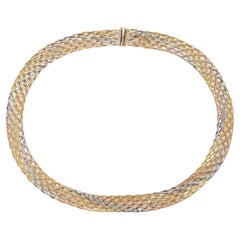 Tri Color Gold Mesh 14k Gold Necklace
