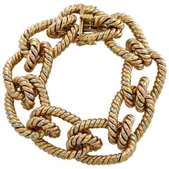 Vintage Tri-Color Gold Twisted Rope Bracelet