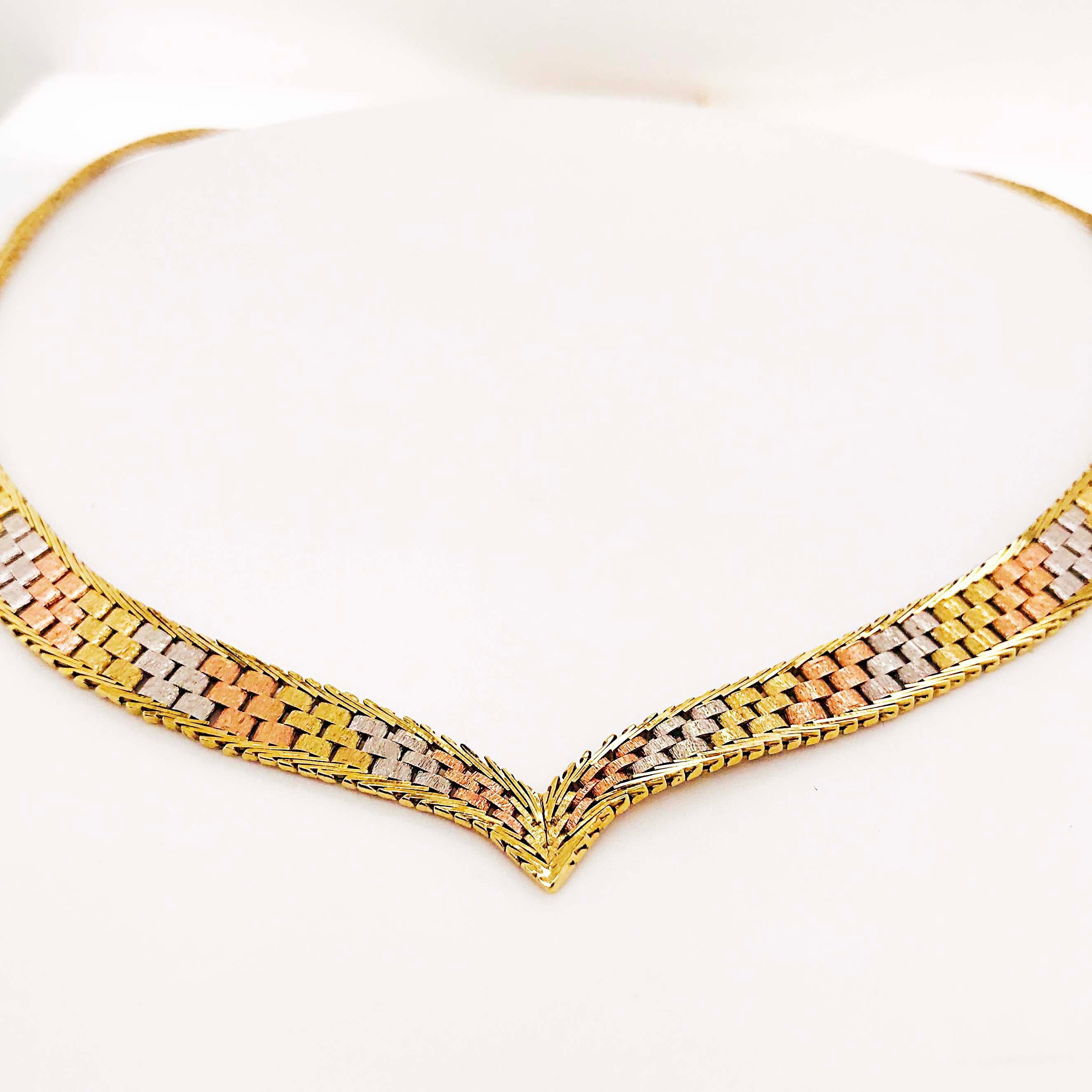 rose gold white gold yellow gold necklace