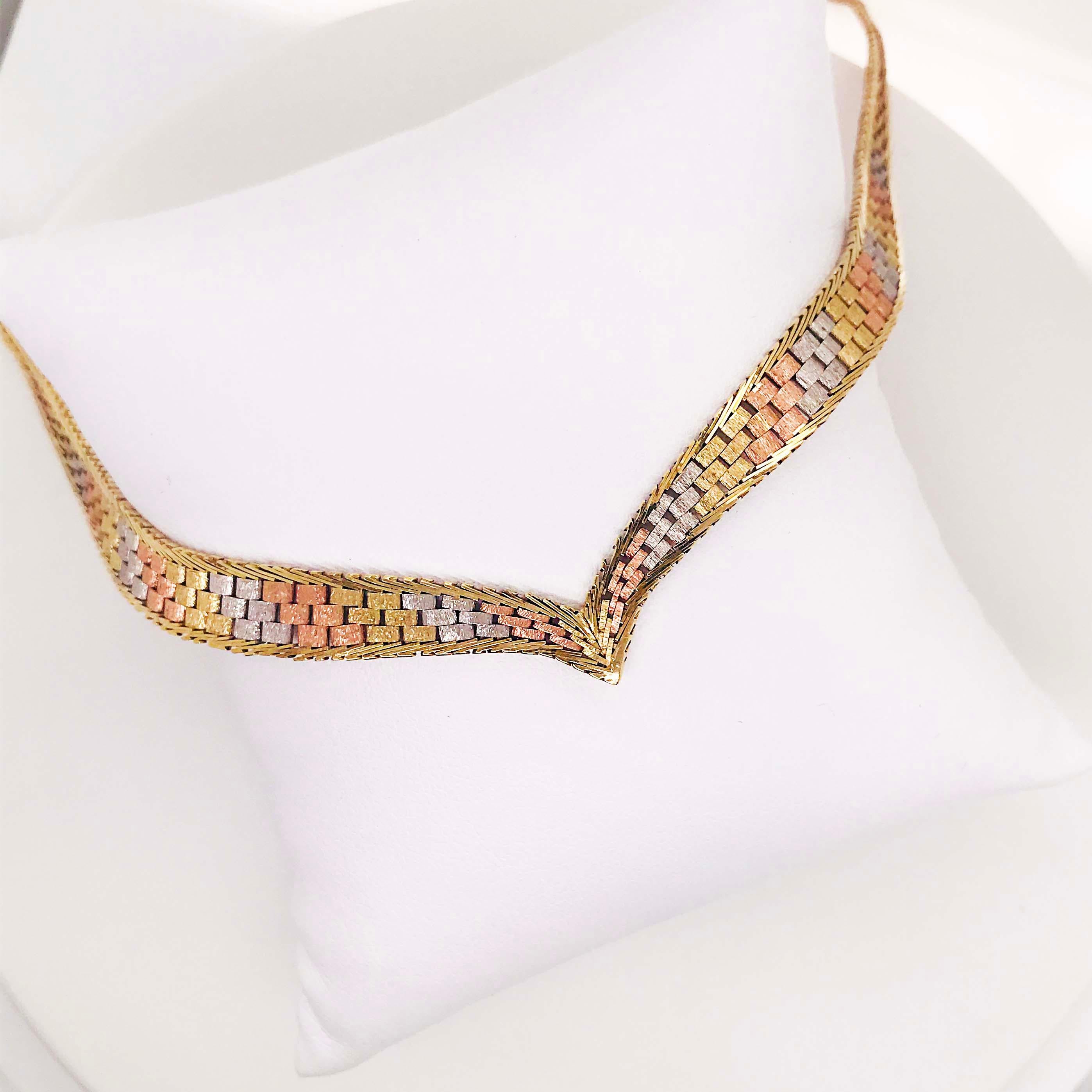 tricolor gold necklace