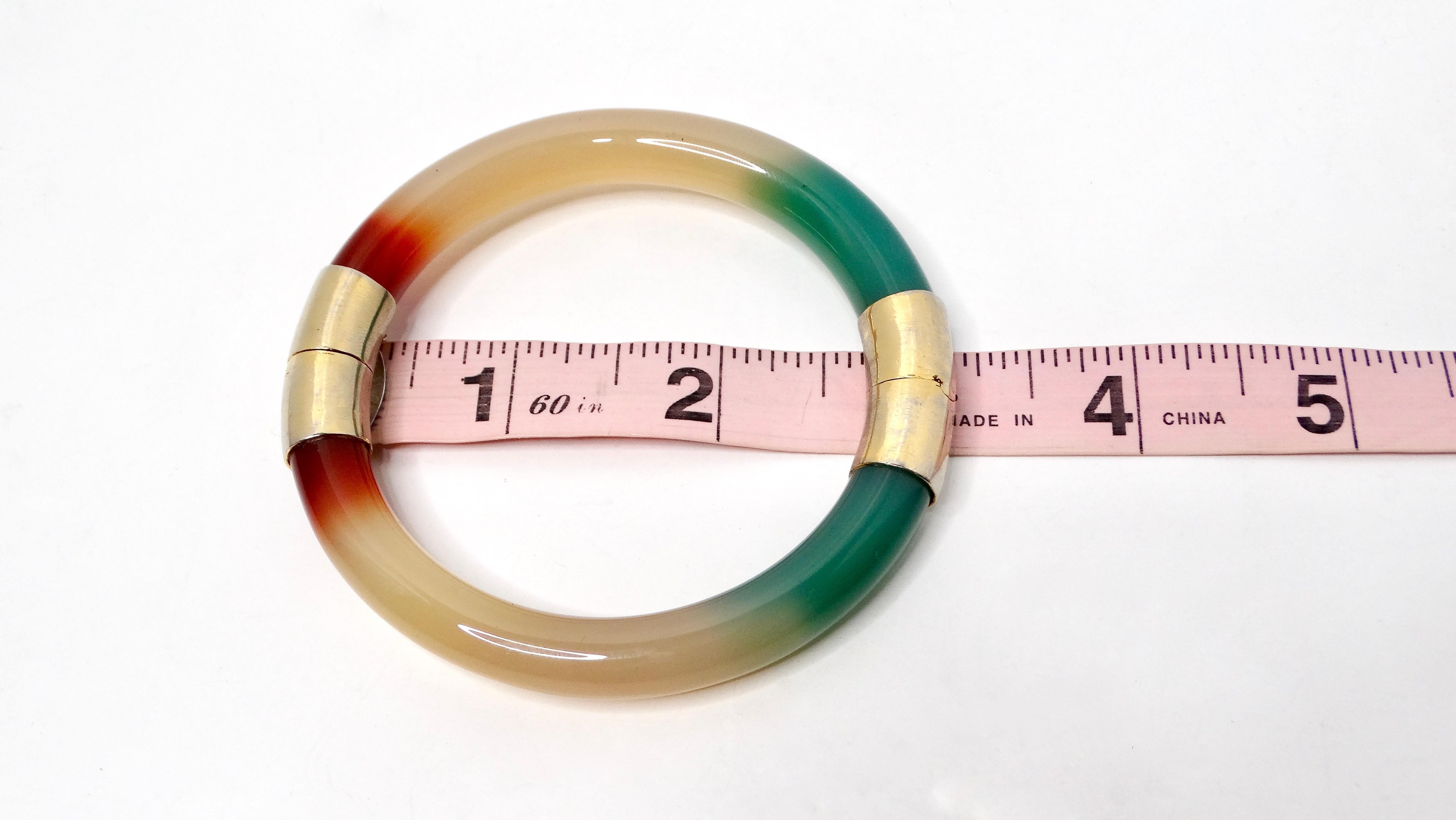 Tri-Color Jade Hinged Bangle Bracelet 2