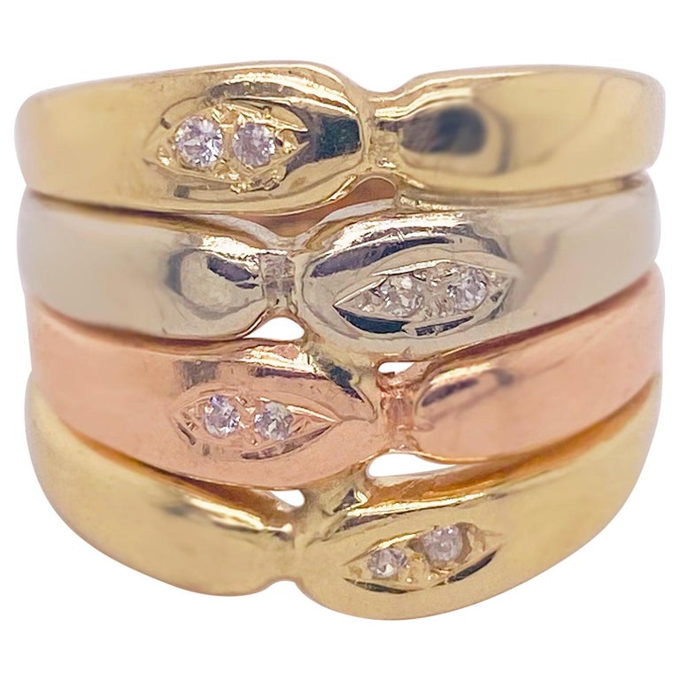 Tri-Color Mix Ring in 14 Karat Yellow Gold, White Gold, Rose Gold, 14 Karat  For Sale at 1stDibs | gold colors by karat, what makes gold white, 14 karat  gold color