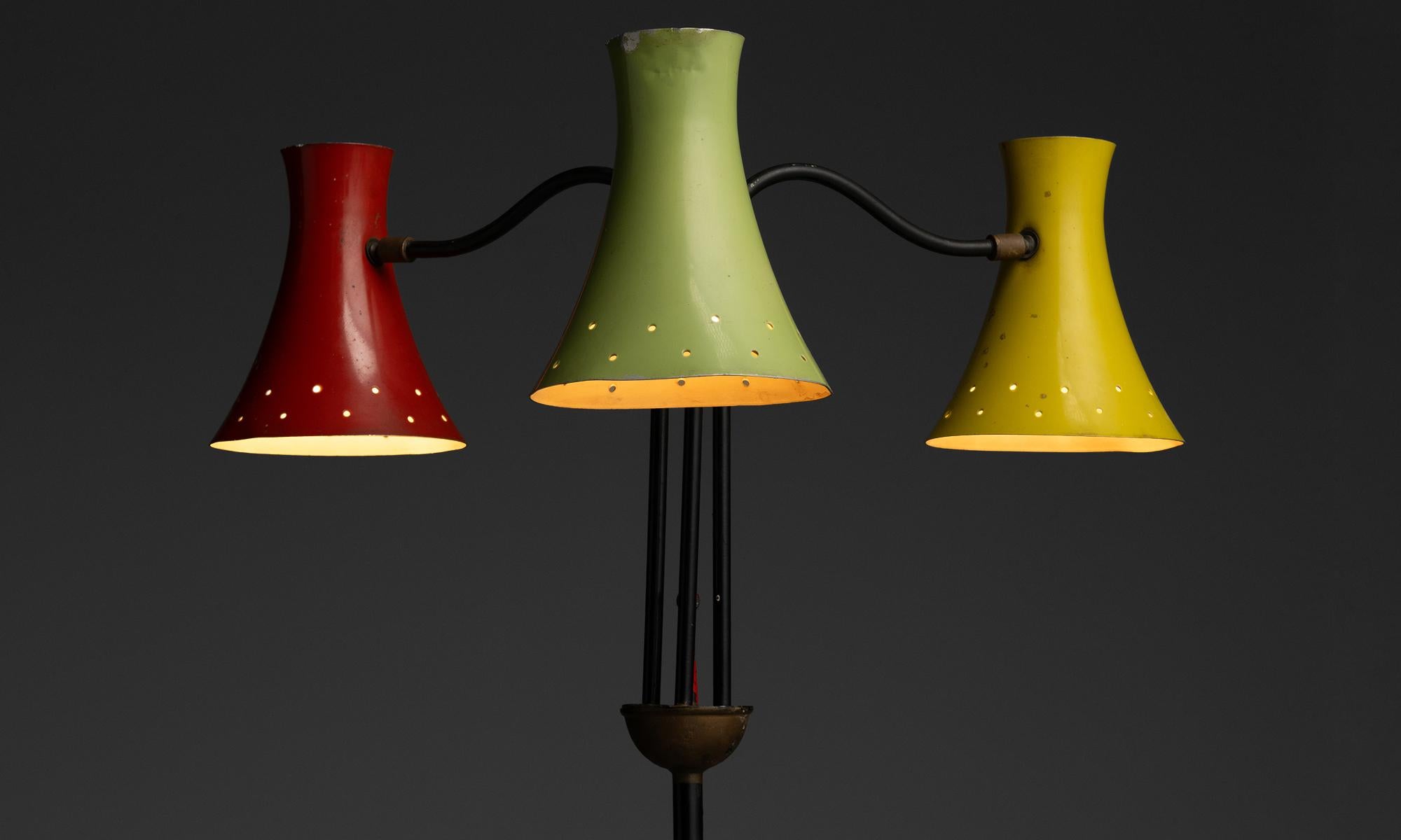 Tri-Color Modernist Floor Lamp Italy circa 1950 In Good Condition For Sale In Culver City, CA