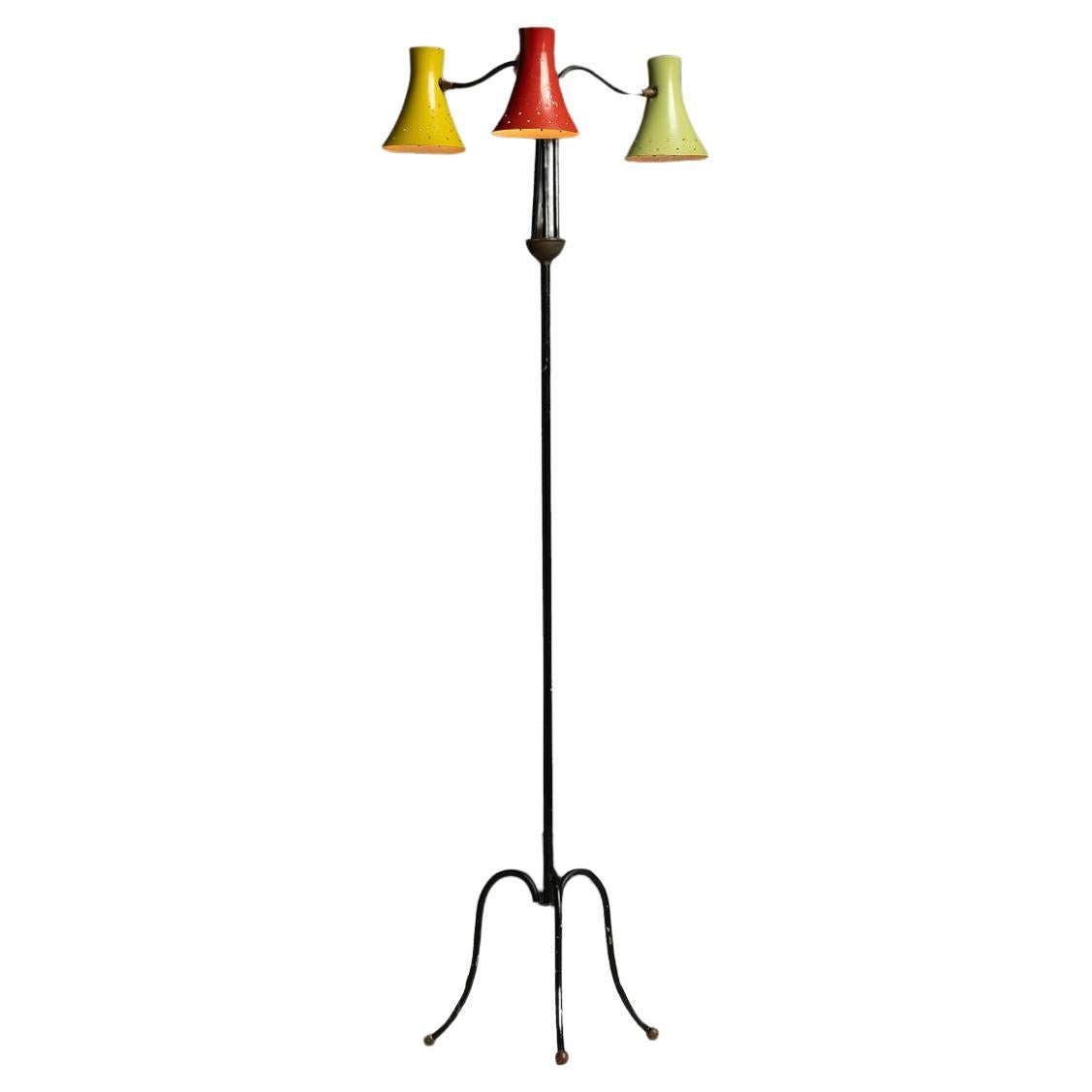 Dreifarbige modernistische Stehlampe Italien um 1950