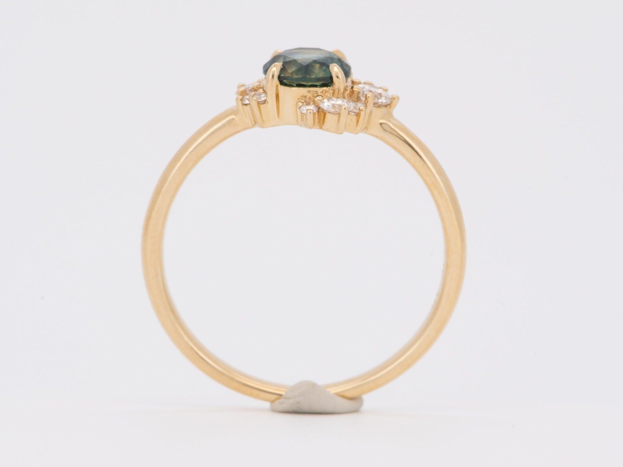 Tri-Color Montana Sapphire with Diamond Cluster Engagement Ring 14K Gold R6756 In New Condition For Sale In Osprey, FL