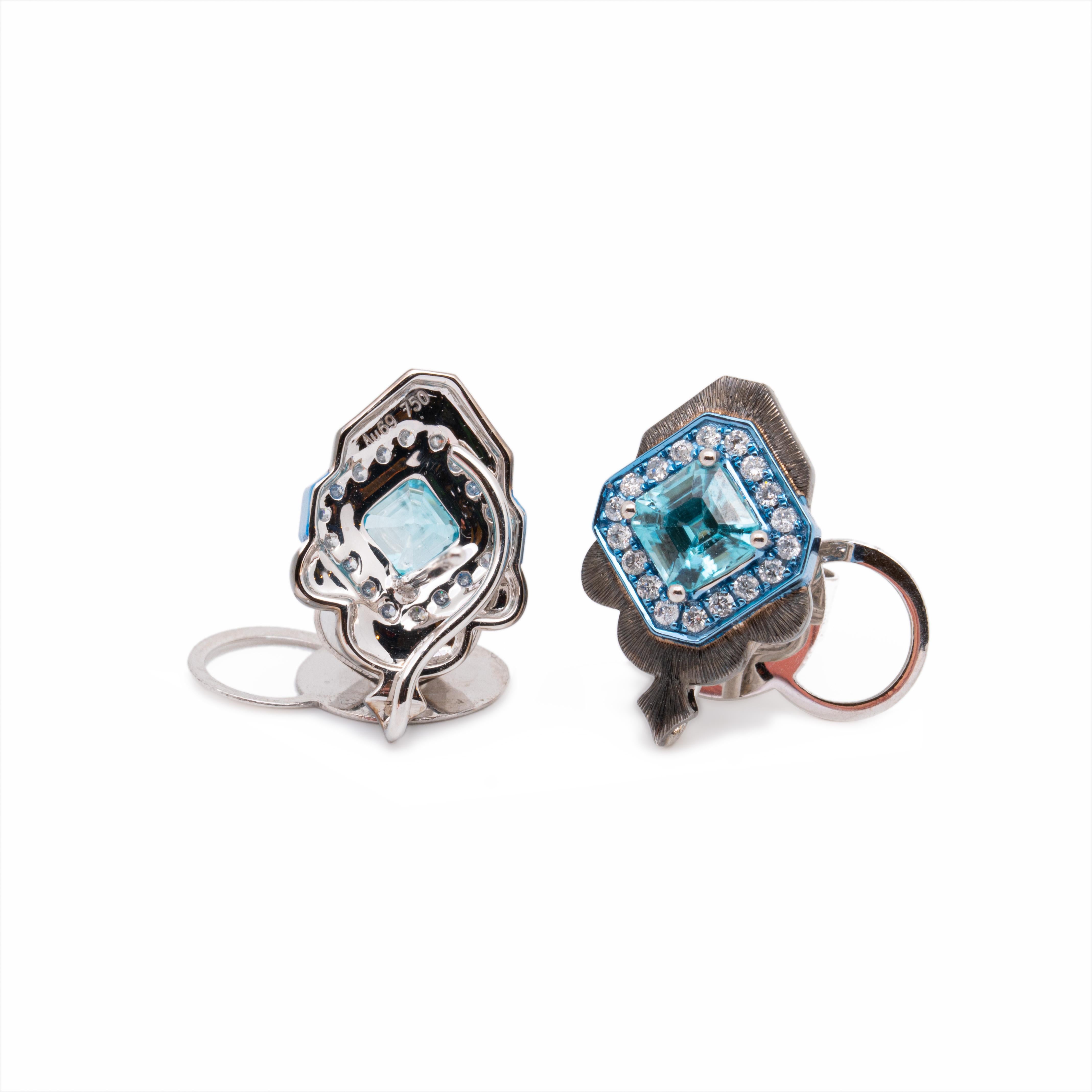 Donna Orecchini con tormalina, zircone e diamante, oro bianco 18 carati, Austy Lee in vendita
