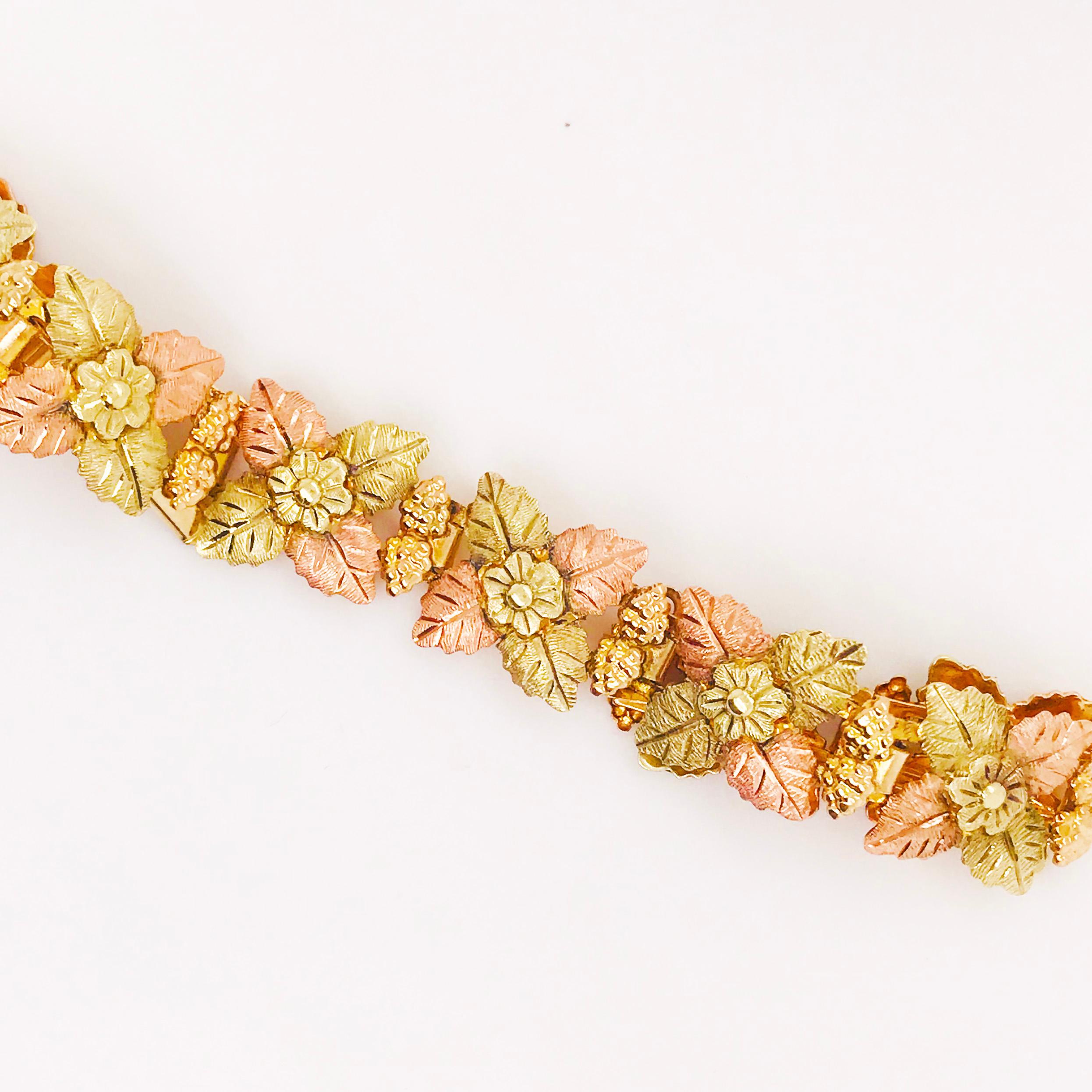 14k gold flower bracelet